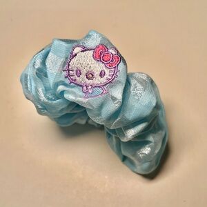 Shiny Gingham Blue Hello Kitty Sanrio Scrunchie